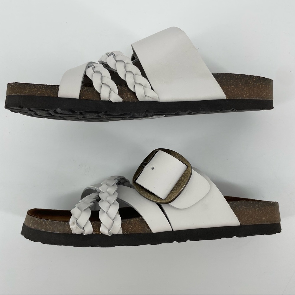 White Mountain Women’s Healing Footbed Sandals White Braided Leather 6M New - Picture 4 of 7